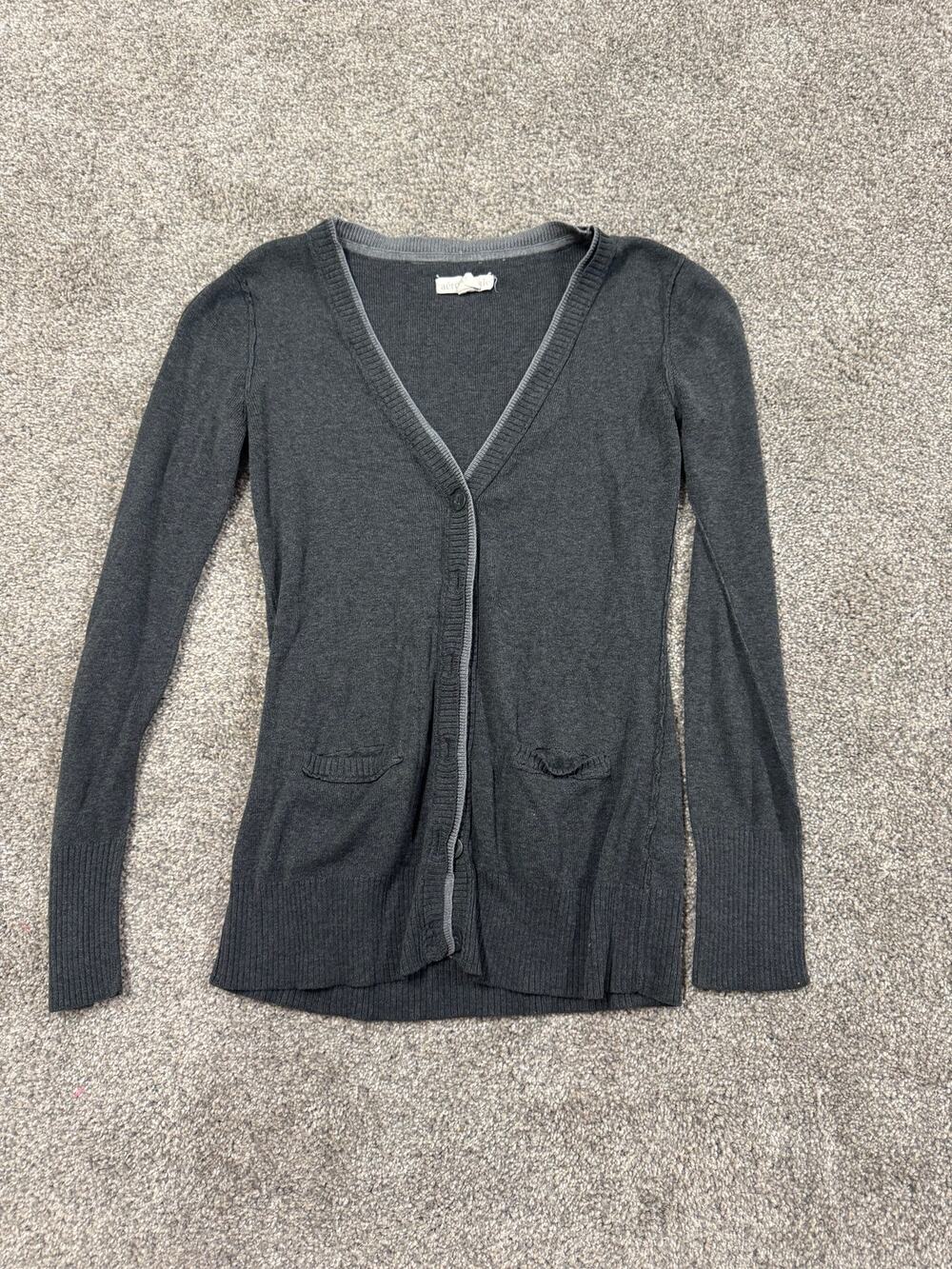 Y2K Aeropostale Dark Gray Knit Button-Front Cardigan